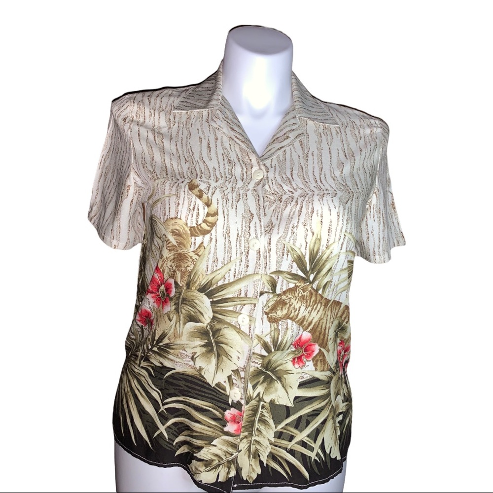 Caribou New York Animal/Floral Print Shirt, Size S